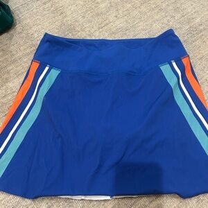 Addison Bay Blue Skirt with Orange and Teal Stripes